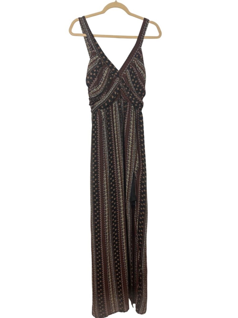 ✨3/$30 Shein Womens L M Bohemian Slit Maxi Dress Multicolor